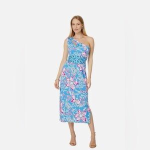 Lilly Pulitzer Helena Midi One-Shoulder Dress Bohemian Rhapsody